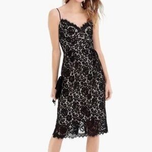 J. Crew Black lace Spaghetti strap dress
